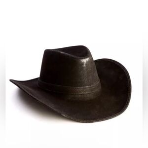 Black polyester cowboy hats (two)
